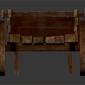 Rustic Vintage Wooden Cart With Wooden Wheels And Plank Structure Design