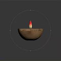Decorative Wooden Table Featuring Traditional Oil Lamp And Vibrant Rangoli Patterns
