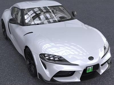 White Sports Car Featuring Modern Sleek Exterior Design Black Wheels And Front LED Headlights 3d model