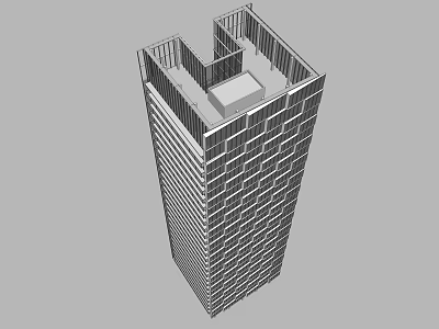 Modern High Rise Office Building With Grid Pattern Windows And Roof Terrace 3d model