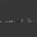 Diverse Urban Roadside Scene Components With Street Lamps Bus Stops And Vehicles