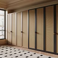 Modern Built in Wardrobe with Sliding Woven Doors Wooden Frame and Natural Light