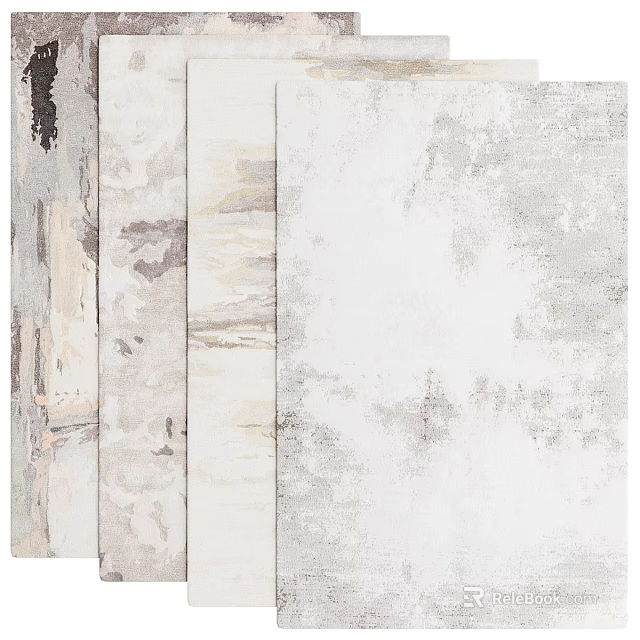 Modern Square Rug With Light Gray Textured Pattern For Living Room Decor Ideas 3d model