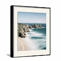 Stunning Coastal Landscape Painting With Rocky Cliffs Blue Sea And Sandy Beach