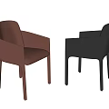 Brown And Black Leather Dining Chairs With Modern Ergonomic Design Side By Side View 3d model