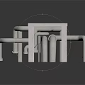 Industrial Equipment Metal Frame Structure Featuring Multiple Square Openings And Connecting Pipes