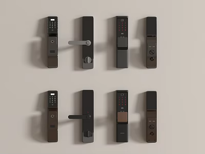 Various Smart Door Locks With Digital Keypads And Modern Designs For Home Security 3d model