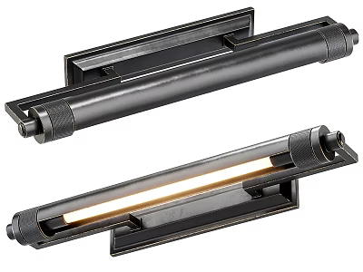 Black Long Cylindrical Wall Sconces With Illuminated Warm Light Modern Sleek Design 3d model