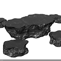 Natural Stone Tea Table And Chairs With Irregular Shape Design Elements 3d model