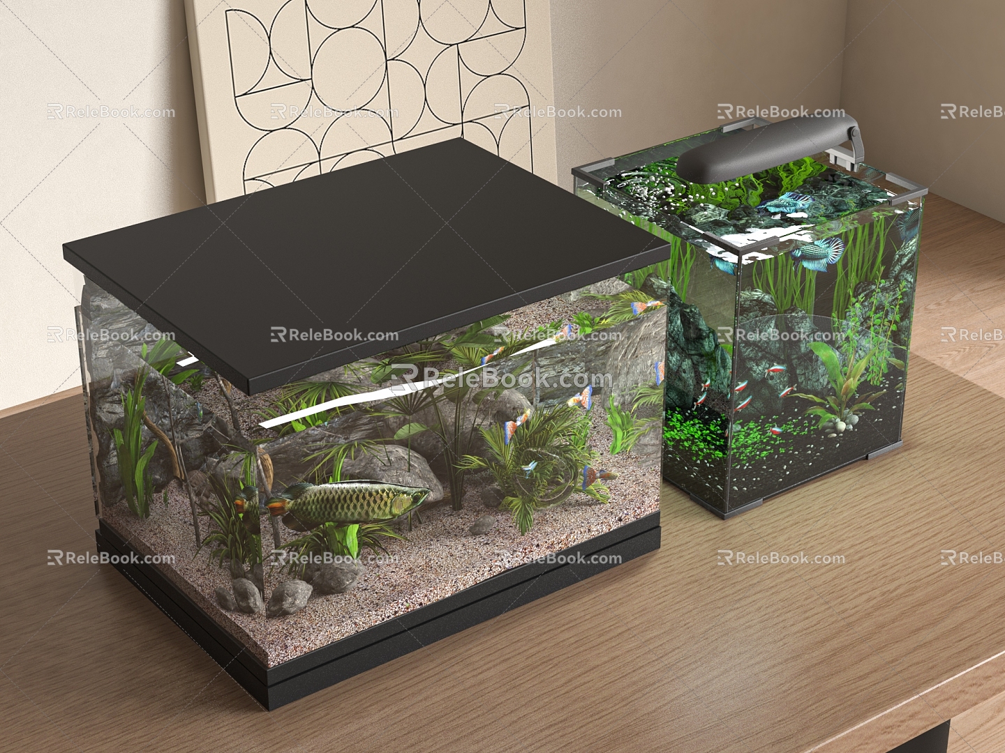 Modern fish tank embedded fish tank fish tank cabinet 3d model