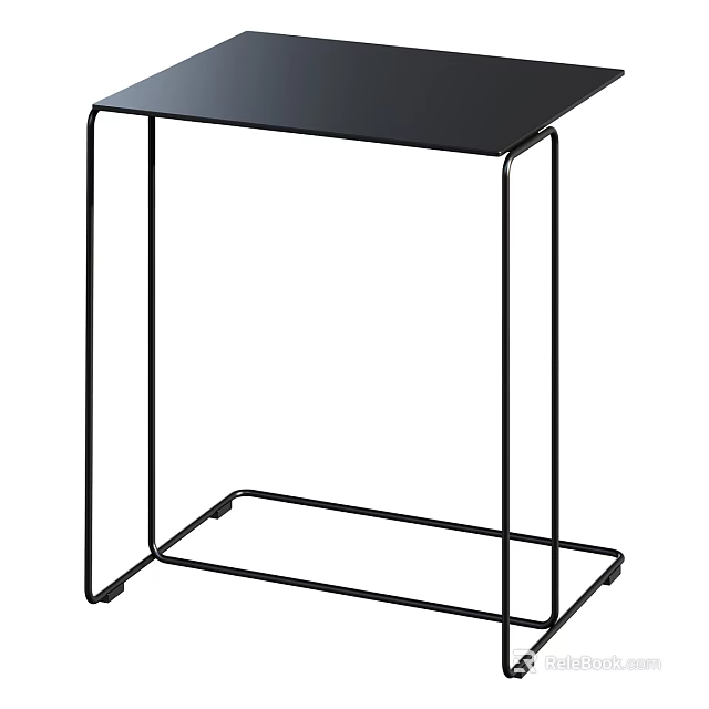 Modern Black Side Table With Slim Metal Frame And Minimalist Design 3d model 