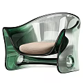 Stylish Modern Transparent Acrylic Leisure Chair With Beige Cushion And Armrest Design