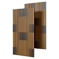 White And Blue Decorative Wall Panels With Vertical Stripes And Green Square Patterns 3d model