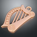 Elegant Rose Gold Harp Shaped Pendant With Decorative Dots And Spiral Ends Jewelry
