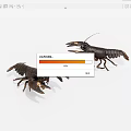 Two Black Crayfish Displayed On White Background With Extended Claws 3d model
