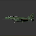 Military Green Camouflage Fighter Jet With Missile Armament And Sharp Nose Design