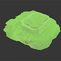 Grass Roof Building Model With Green Landscape And Stone Wall Design Features
