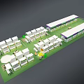 Modern Commercial Street With White Buildings Shops Green Spaces And Open Plazas