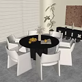 Modern Restaurant Interior Design With Open Layout Round Dining Table Chairs And Plants 3d model