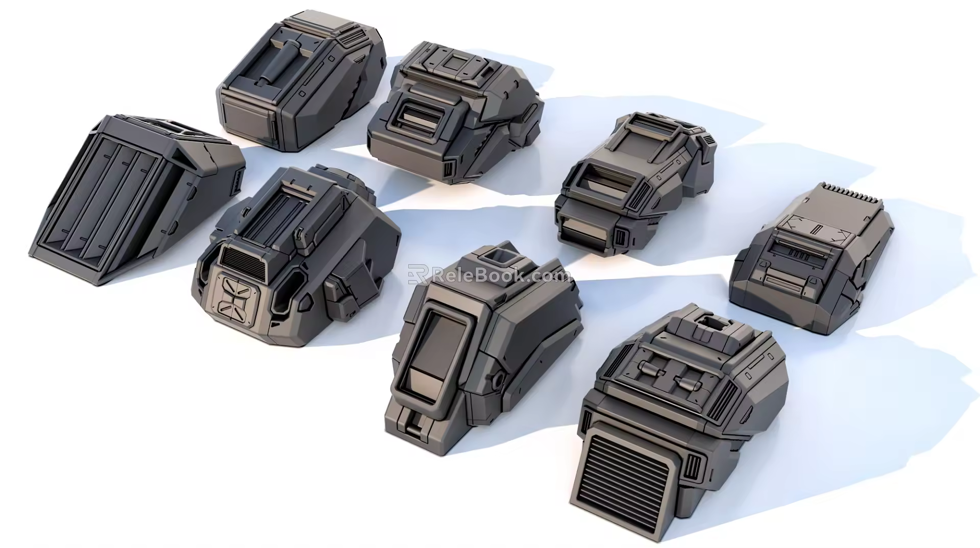 sci-fi mechanical parts hard surface combination 3d model