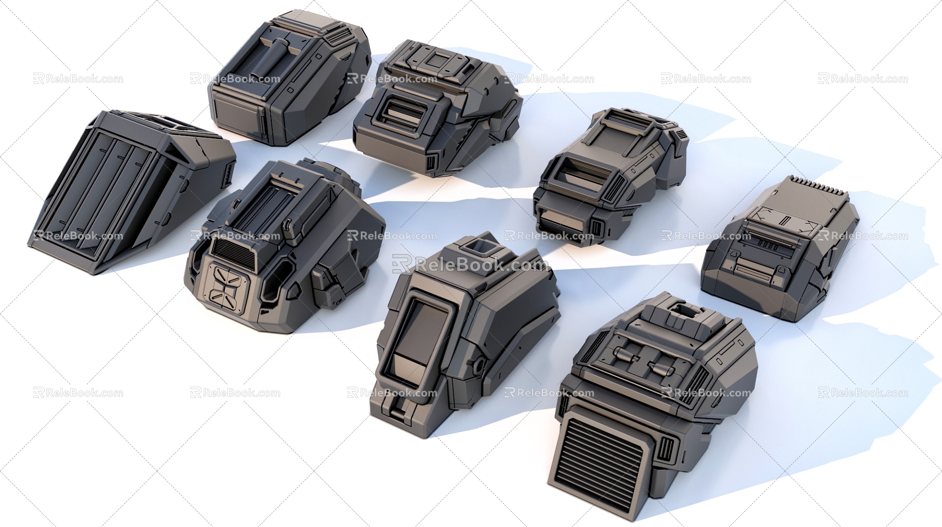 sci-fi mechanical parts hard surface combination 3d model