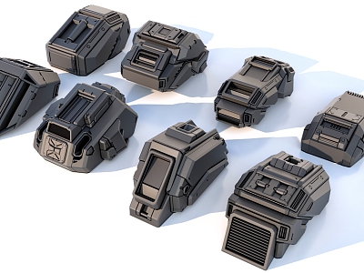 sci-fi mechanical parts hard surface combination 3d model