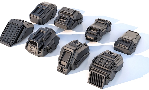 sci-fi mechanical parts hard surface combination 3d model