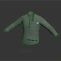 Gray Fleece Quarter Zip Jacket With Stand Collar And Long Sleeves 3d model