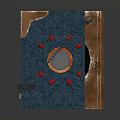 Decorative Lifestyle Box With Blue Cover Brown Edges Orange Circle And Red Accents