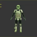 Armored Character in White and Black Armor with Helmet and Protective Gear