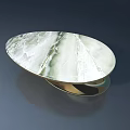 Oval Coffee Table With White Marble Surface And Golden Base Design