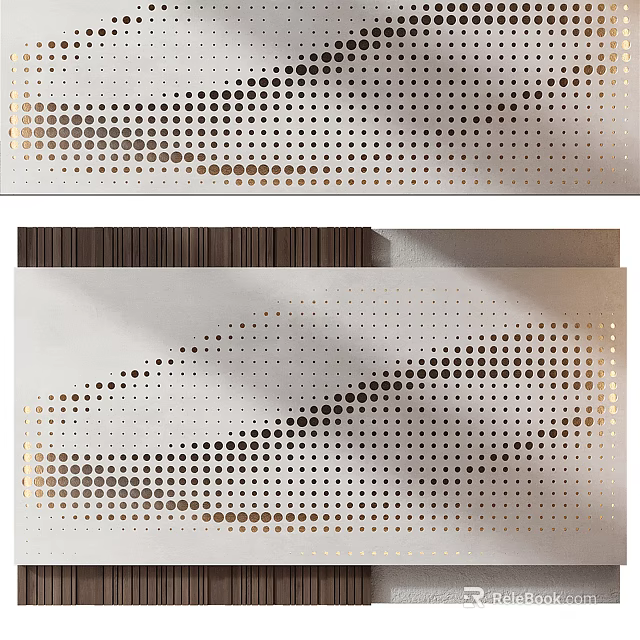 Modern Wall Paneling With Perforated Brown Dots On Light Interior Background Design 3d model 