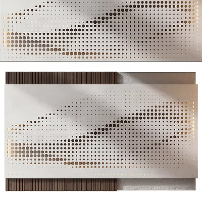 Modern Wall Paneling With Perforated Brown Dots On Light Interior Background Design 3d model