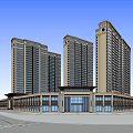 Modern Commercial Street With High Rise Buildings And Retail Architecture