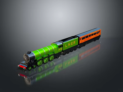 Vibrant Colorful Train Model With Reflection Effect 3d model