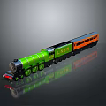 Vibrant Colorful Train Model With Reflection Effect