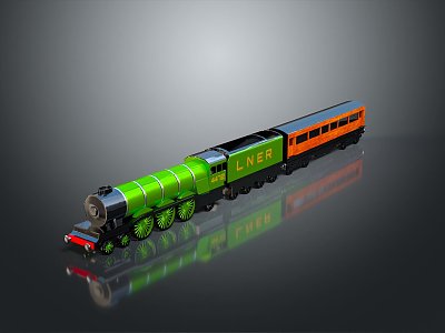 vintage train steam train carriage locomotive head steam carriage train modern vehicle 3d model