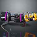 Mechanical Sci Fi Weapon With Yellow Black Purple Components And Spring Structure