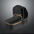 Modern Baby Bassinet With Black Canopy Dark Gray Body And Brown Accent Handle