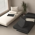 Light And Dark Colored Daybeds With Cushions And Throws Near Window 3d model