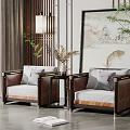 New Chinese Casual Sofa Combination Single Sofa Combination 3d model