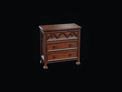 Traditional Wooden Decorative Cabinet With Carved Details Two Drawers And Classic Design 3d model