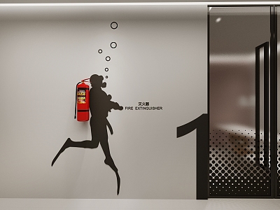 Fire Extinguisher Wall Decoration Diver 3d model