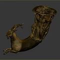 Ornate Ram Horn Shaped Decorative Furniture With Carved Details And Bronze Finish