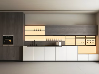 Modern Kitchen Sideboard With White And Gray Cabinets Storage Drawers And Shelves 3d model