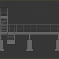 Industrial Platform Structure With Metal Frame Staircase Railing And Support Columns