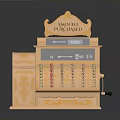 Antique Pure Gold Cash Register With Ornate Decorative Design And Electronic Functions