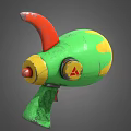 Colorful Cartoon Toy Rocket With Green Yellow Red Design And 3D Model Details