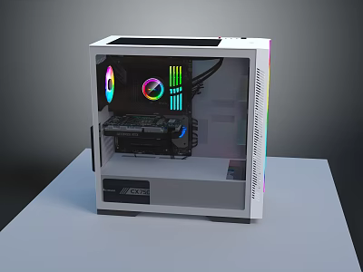 Gaming PC Case With RGB Fans Transparent Side Panel And Interior Components 3d model