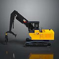 Yellow Tracked Excavator With Black Arm And Claw Construction Functional Vehicle